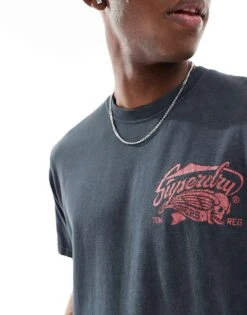 Superdry Biker Rock Graphic Loose Tee In Mid Back In Black For Men -Mens Out Fit Deals 207126974 4