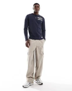 Superdry Vintage Athletic Long Sleeve Top In Rich Navy For Men -Mens Out Fit Deals 207127002 4