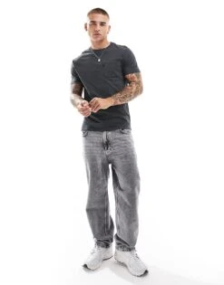 Superdry Essential Washed Pocket T-shirt In Washed Black For Men -Mens Out Fit Deals 207206062 3