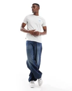 Superdry Cotton Essential Logo T-shirt In Lighting Gry Grndle/fluro Blue For Men -Mens Out Fit Deals 207206105 3