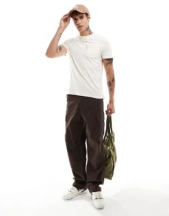 Superdry Essential Washed Pocket T-shirt In Washed Chalk For Men