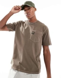 Superdry Contrast Stitch Pocket T-shirt In Washed Morel Brown For Men -Mens Out Fit Deals 207272069 1 washedmorelbrown 1