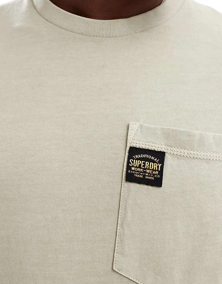 Superdry Contrast Stitch Pocket T-shirt In Washed Pelican Beige For Men 5 Superdry Contrast Stitch Pocket T-shirt In Washed Pelican Beige For Men - Image 3