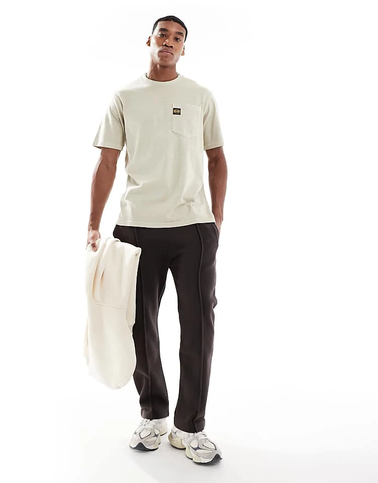 Superdry Contrast Stitch Pocket T-shirt In Washed Pelican Beige For Men 6 Superdry Contrast Stitch Pocket T-shirt In Washed Pelican Beige For Men - Image 4