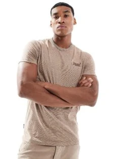 Superdry Cotton Essential Logo T-shirt In Desert Sand Feeder For Men
