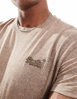Superdry Cotton Essential Logo T-shirt In Desert Sand Feeder For Men -Mens Out Fit Deals 207272249 3