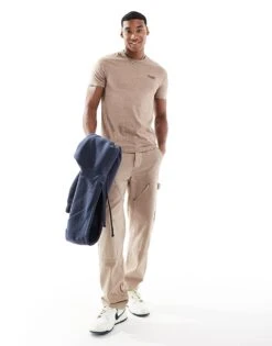 Superdry Cotton Essential Logo T-shirt In Desert Sand Feeder For Men -Mens Out Fit Deals 207272249 4