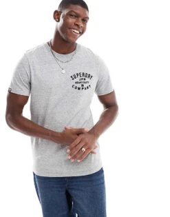 Superdry Machined Goods Workwear T-shirt In Athletic Grey Marl For Men