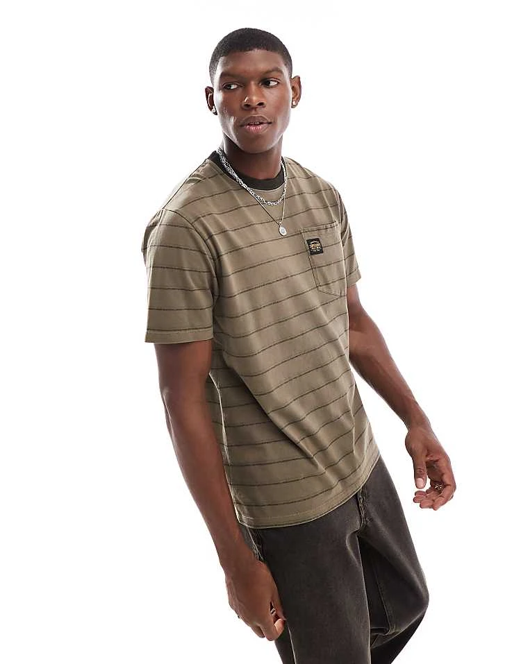 Superdry Textured Stripe Pocket T-shirt In Washed Morel Brown Stripe For Men 7 Superdry Textured Stripe Pocket T-shirt In Washed Morel Brown Stripe For Men - Image 5