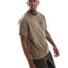 Superdry Textured Stripe Pocket T-shirt In Washed Morel Brown Stripe For Men
