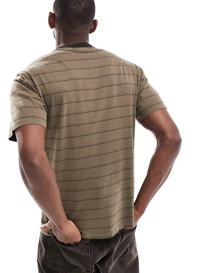 Superdry Textured Stripe Pocket T-shirt In Washed Morel Brown Stripe For Men 5 Superdry Textured Stripe Pocket T-shirt In Washed Morel Brown Stripe For Men - Image 3