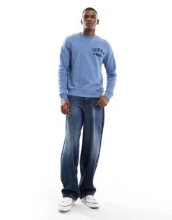 Superdry Athletic Printed Sweatshirt In Wedgewood Blue For Men -Mens Out Fit Deals 207351564 4