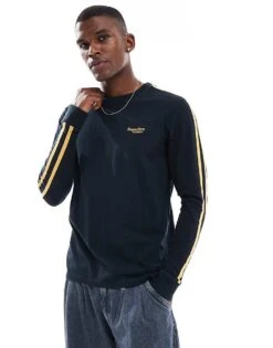 Superdry Essential Logo Retro Long Sleeve Top In Eclipse Navy For Men -Mens Out Fit Deals 207351583 1 eclipsenavy 1