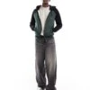 Superdry Essential Baseball Zip Hoodie In Deep Forest Green Marl/black For Men