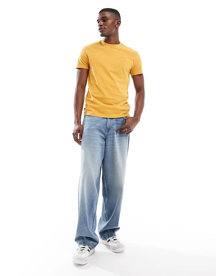 Superdry Cotton Essential Logo T-shirt In Winter Gold For Men 6 Superdry Cotton Essential Logo T-shirt In Winter Gold For Men - Image 4