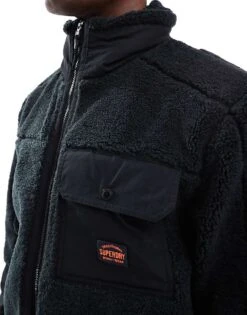 Superdry Expedition Borg Hybrid Jacket In Noir For Men -Mens Out Fit Deals 207403278 4