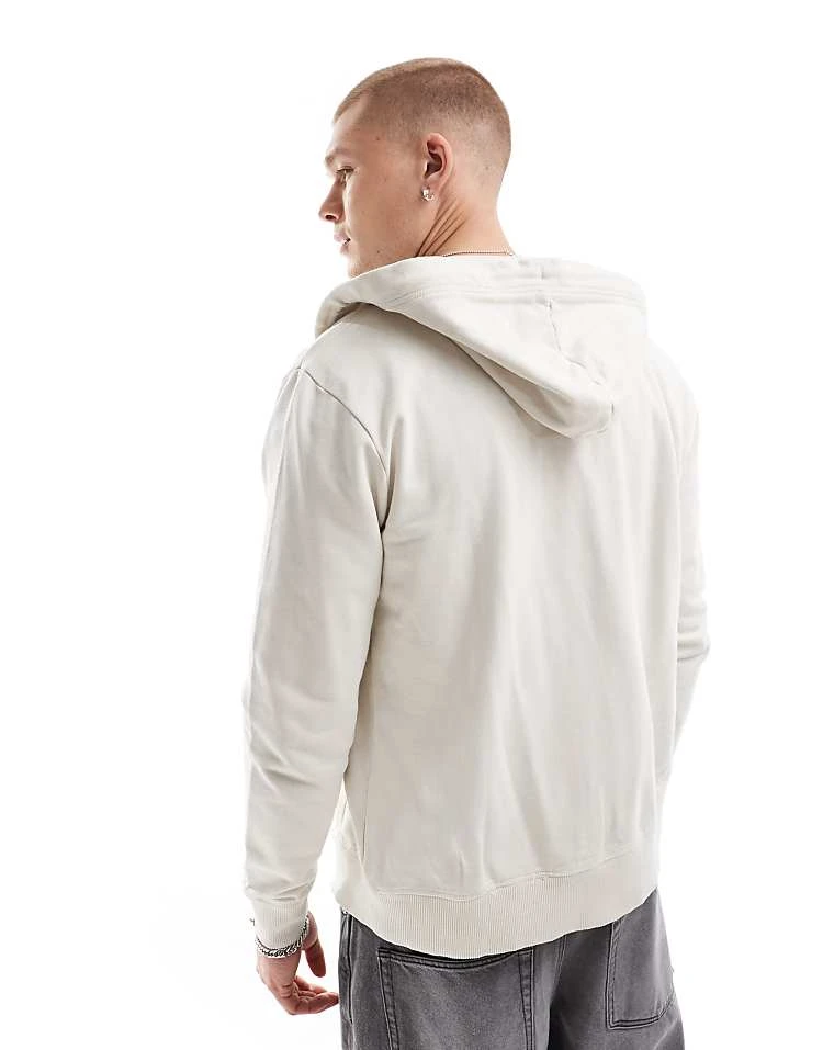 Superdry Essential Logo Washed Zip Hoodie In Washed Chalk For Men 6 Superdry Essential Logo Washed Zip Hoodie In Washed Chalk For Men - Image 4