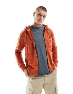 Superdry Essential Logo Washed Zip Hoodie In Washed Autumn Glaze Brown For Men -Mens Out Fit Deals 207403333 1 washedautumnglazebrown 1