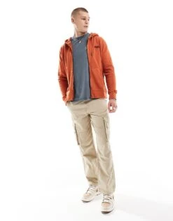 Superdry Essential Logo Washed Zip Hoodie In Washed Autumn Glaze Brown For Men -Mens Out Fit Deals 207403333 4