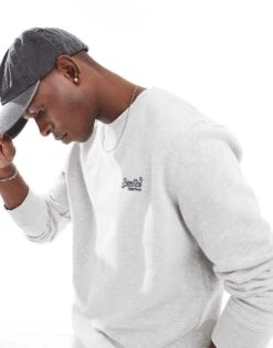 Superdry Essential Logo Crew Sweatshirt In Glacier Grey Marl For Men -Mens Out Fit Deals 207403414 1 glaciergreymarl 1