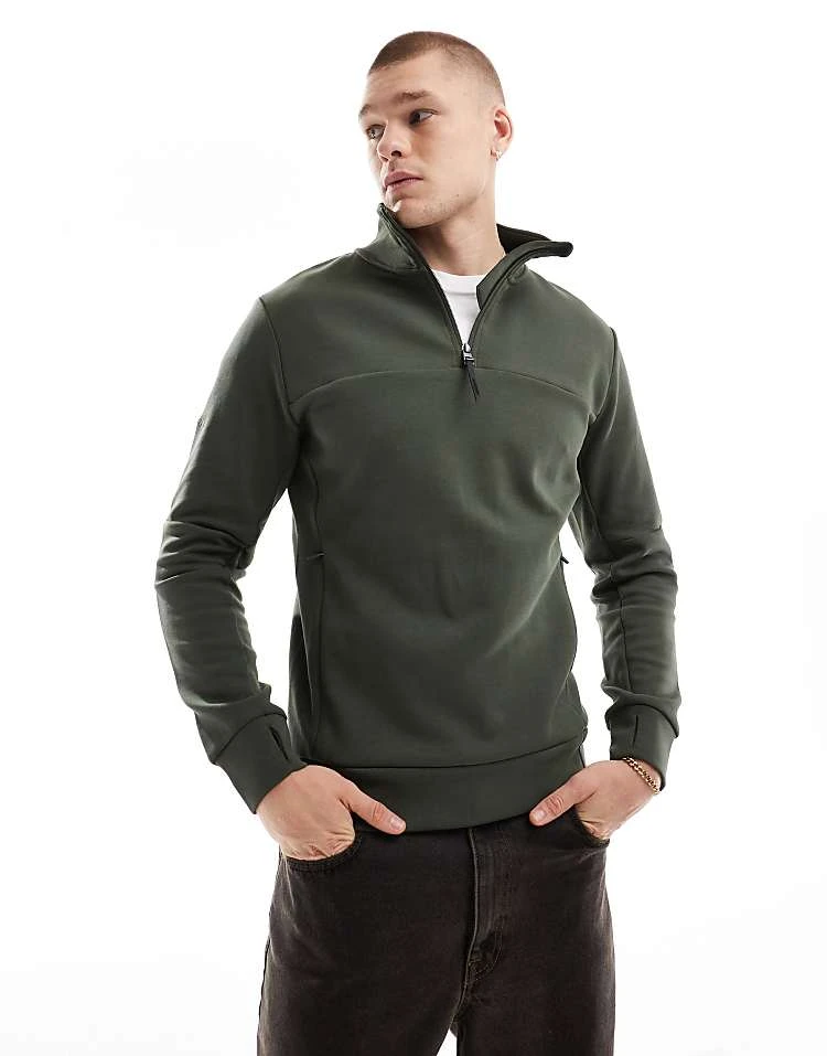 Superdry Tech Loose Half Zip Sweatshirt In Dark Moss Green For Men 3 Superdry Tech Loose Half Zip Sweatshirt In Dark Moss Green For Men