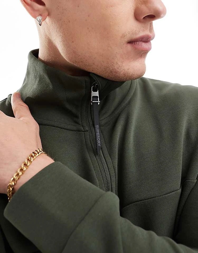 Superdry Tech Loose Half Zip Sweatshirt In Dark Moss Green For Men 4 Superdry Tech Loose Half Zip Sweatshirt In Dark Moss Green For Men - Image 2