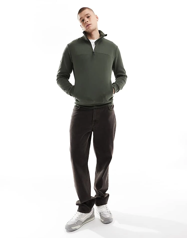 Superdry Tech Loose Half Zip Sweatshirt In Dark Moss Green For Men 5 Superdry Tech Loose Half Zip Sweatshirt In Dark Moss Green For Men - Image 3