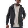 Superdry Essential Logo Washed Zip Hoodie In Washed Black For Men