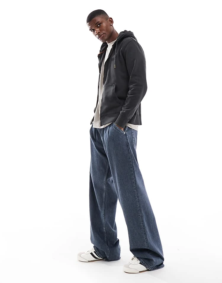 Superdry Essential Logo Washed Zip Hoodie In Washed Black For Men 5 Superdry Essential Logo Washed Zip Hoodie In Washed Black For Men - Image 3