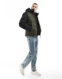 Superdry Hood Colour Block Sport Puffer In Black For Men Black Colourblock -Mens Out Fit Deals 207403558 2