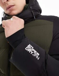 Superdry Hood Colour Block Sport Puffer In Black For Men Black Colourblock -Mens Out Fit Deals 207403558 3