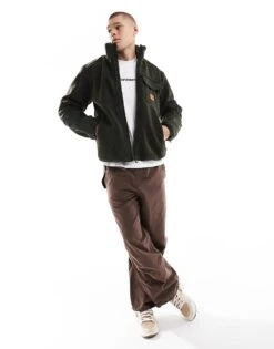 Superdry Expedition Borg Hybrid Jacket In Surplus Goods Olive Green For Men -Mens Out Fit Deals 207404147 3