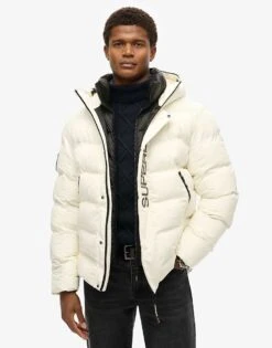 Superdry Hooded City Graphic Puffer Jacket In Off White For Men -Mens Out Fit Deals 207404512 1 offwhite 1