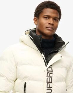 Superdry Hooded City Graphic Puffer Jacket In Off White For Men -Mens Out Fit Deals 207404512 3