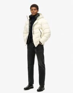Superdry Hooded City Graphic Puffer Jacket In Off White For Men -Mens Out Fit Deals 207404512 4