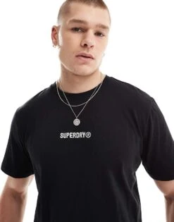 Superdry Micro Logo Graphic Loose T-shirt In Black For Men