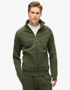 Superdry Tech Loose Track Top In Dark Moss Green For Men