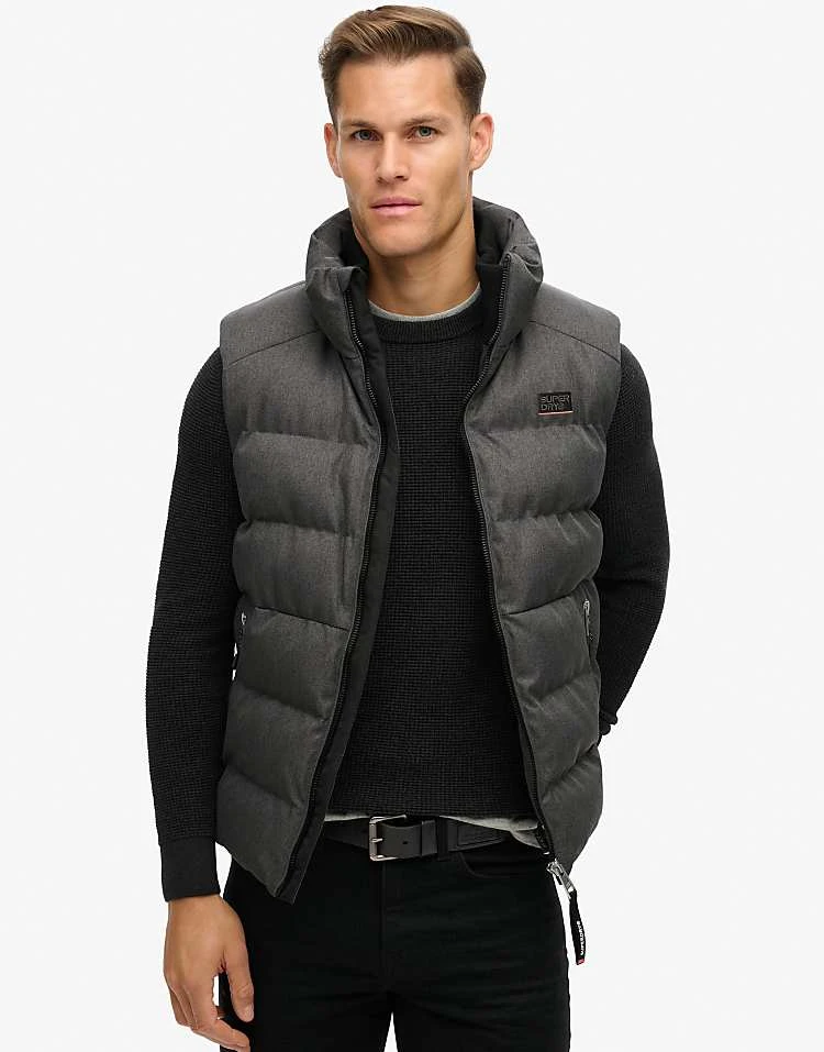Superdry Sports Puffer Tweed Gilet In Grey Marl For Men 7 Superdry Sports Puffer Tweed Gilet In Grey Marl For Men - Image 5