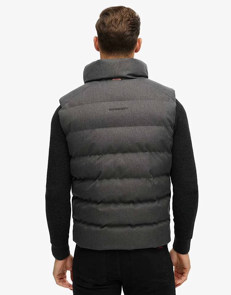 Superdry Sports Puffer Tweed Gilet In Grey Marl For Men 5 Superdry Sports Puffer Tweed Gilet In Grey Marl For Men - Image 3