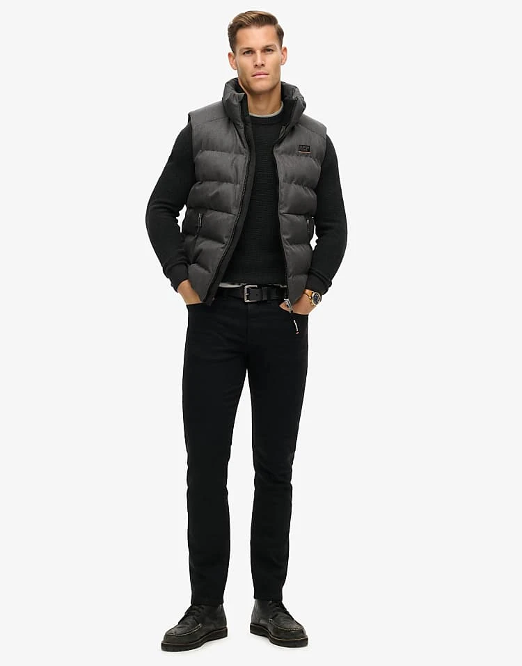 Superdry Sports Puffer Tweed Gilet In Grey Marl For Men 6 Superdry Sports Puffer Tweed Gilet In Grey Marl For Men - Image 4