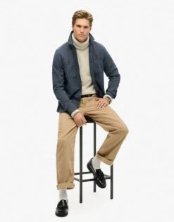 Superdry Denim Overshirt In Indigo Stripe For Men