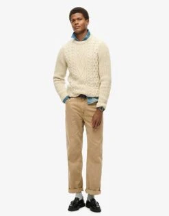 Superdry Jacob Cable Knit Jumper In Ecru For Men -Mens Out Fit Deals 207586030 1 ecru 1
