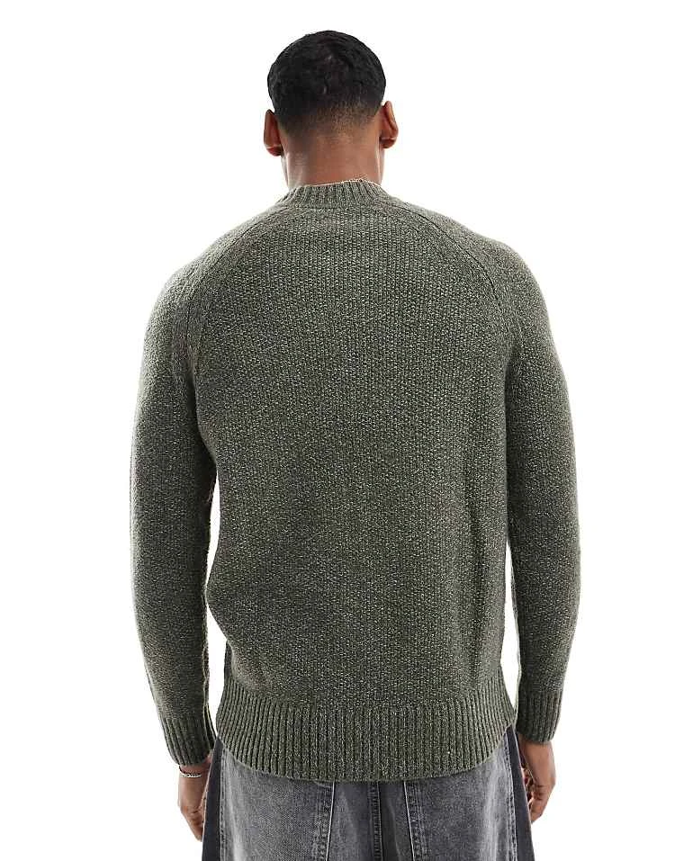 Superdry Chunky Raglan Jumper In Beetle Green For Men 4 Superdry Chunky Raglan Jumper In Beetle Green For Men - Image 2