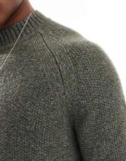 Superdry Chunky Raglan Jumper In Beetle Green For Men 9 Superdry Chunky Raglan Jumper In Beetle Green For Men -Mens Out Fit Deals 207649894 3