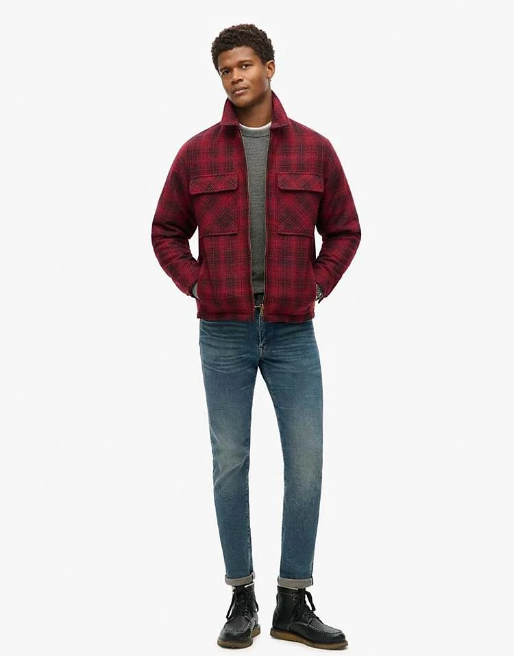 Superdry Surplus Wool Check Zip Through Overshirt In Haze Scarlett Ombre For Men 3 Superdry Surplus Wool Check Zip Through Overshirt In Haze Scarlett Ombre For Men