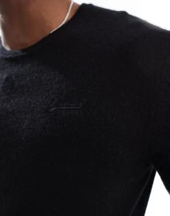 Superdry Essential Slim Fit Crew Jumper In Black For Men -Mens Out Fit Deals 207650062 3