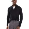 Superdry Essential Embroidered Knitted Half Zip Jumper In Black For Men -Mens Out Fit Deals 207650100 1 black
