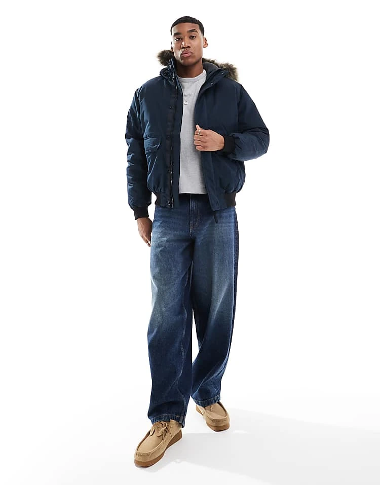 Superdry Everest Faux Fur Bomber Jacket In Eclipse Navy For Men 6 Superdry Everest Faux Fur Bomber Jacket In Eclipse Navy For Men - Image 4