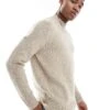 Superdry Chunky Raglan Jumper In White Pepper Beige For Men -Mens Out Fit Deals 207650305 1 whitepepperbeige