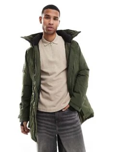 Superdry City Padded Parka Jacket In Army Khaki For Men -Mens Out Fit Deals 207650326 3